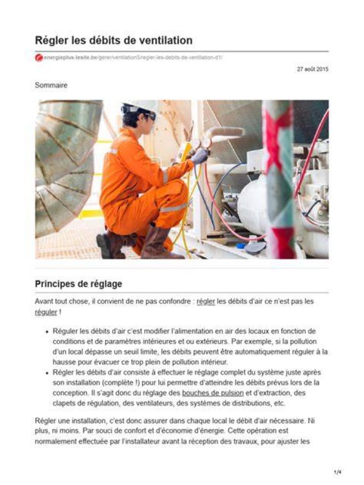 &Eacute;quilibrage des d&eacute;bits : bouches d&rsquo;entr&eacute;e et sorties d&rsquo;air
